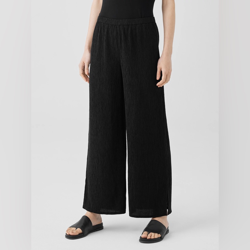 Eileen Fisher Woven Pliss Wide-Leg Pant